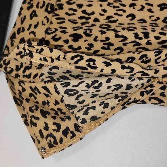 LEITH Nordstrom Animal Print Wide Leg Tie Front Crop High Rise Waist Pants 3X - Picture 12 of 15